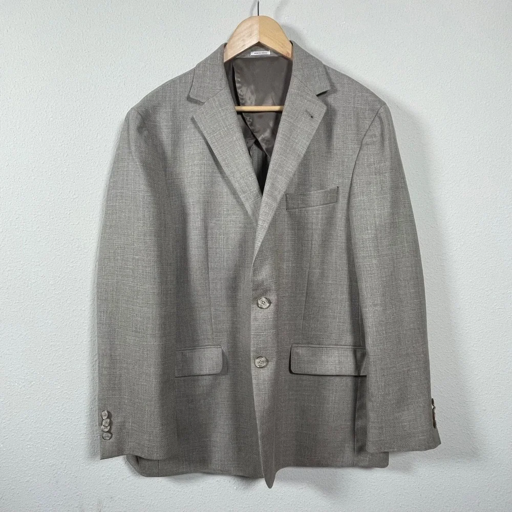 Joseph‎ Abboud Hamilton Soft Mens 46R Taupe Wool Silk Linen Sport Coat Unlined